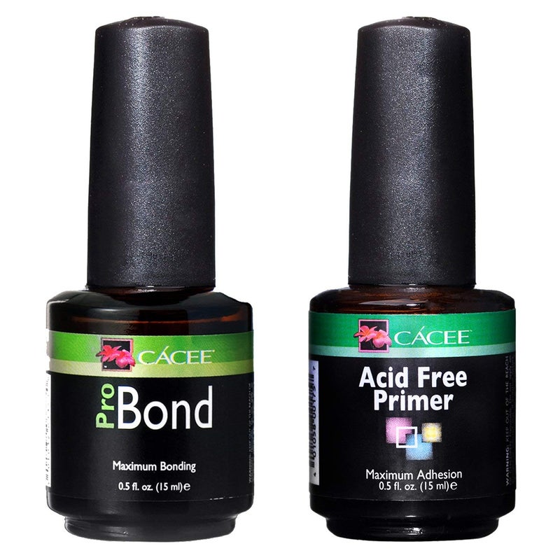 Cacee Acrylic Nail Acid Free Primer & Pro Bond Nail Prep 0.5 oz, for Gel Polish, Low Odor, UV/LED, Acrylic Nails Compatible (Acid Free + Probond) - Image 1